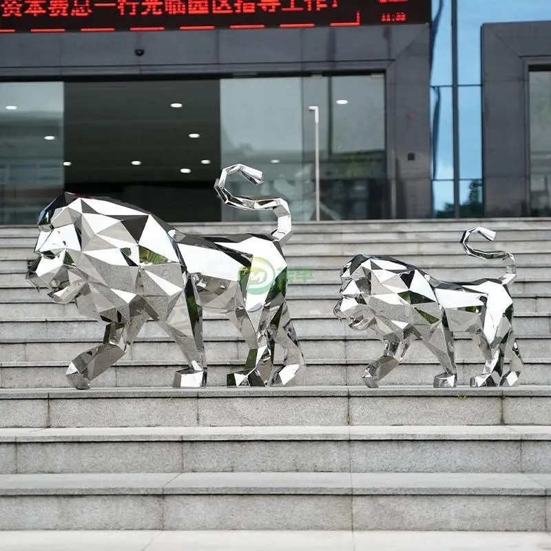 Customized High Quality Large Modern Outdoor Garden Decorative Metal Art Abstract Weathering Lion Stainless Steel Sculpture