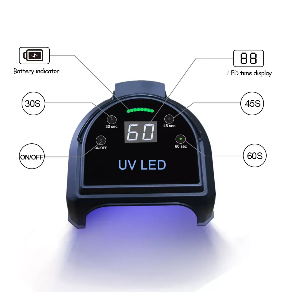 Rechargeable Professional Nail Dryer Sun 5 Plus 48w Led Light Nail Polish Dryer Gel Machine USB UV Nail Lamp