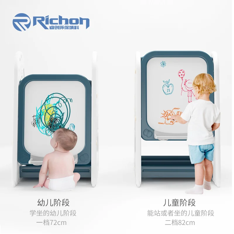 4 In 1 Plastic Colorful Drawing Board Toy Writing Board For Kids Reading Desk With Bookshelf Painting Board With Storage