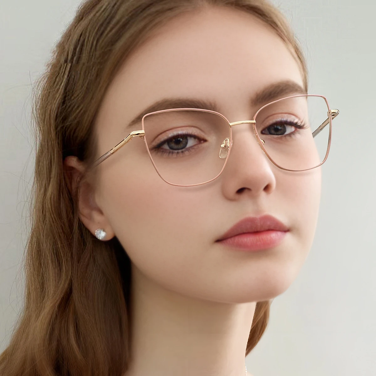 new women girls optical specs 2025 orange beige gold cat eye metal montures de lunettes anti uv400 blu light blocking glasses