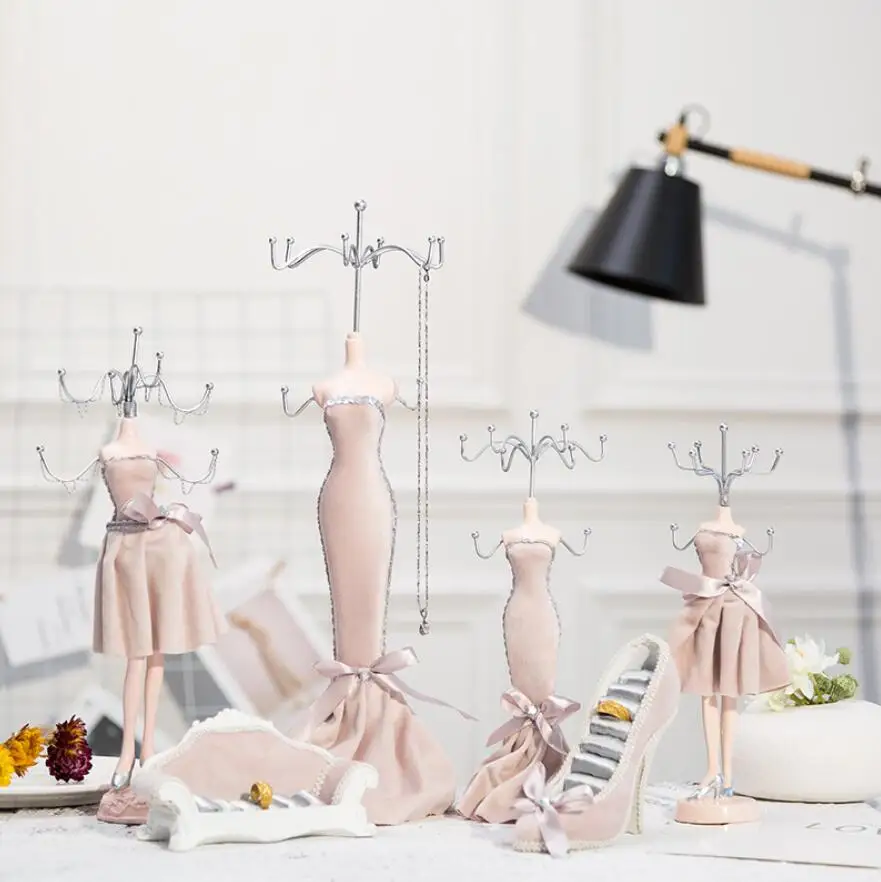 Various Design Pink Fabric Dress Display Stand for Jewelry Small Gifts For Women