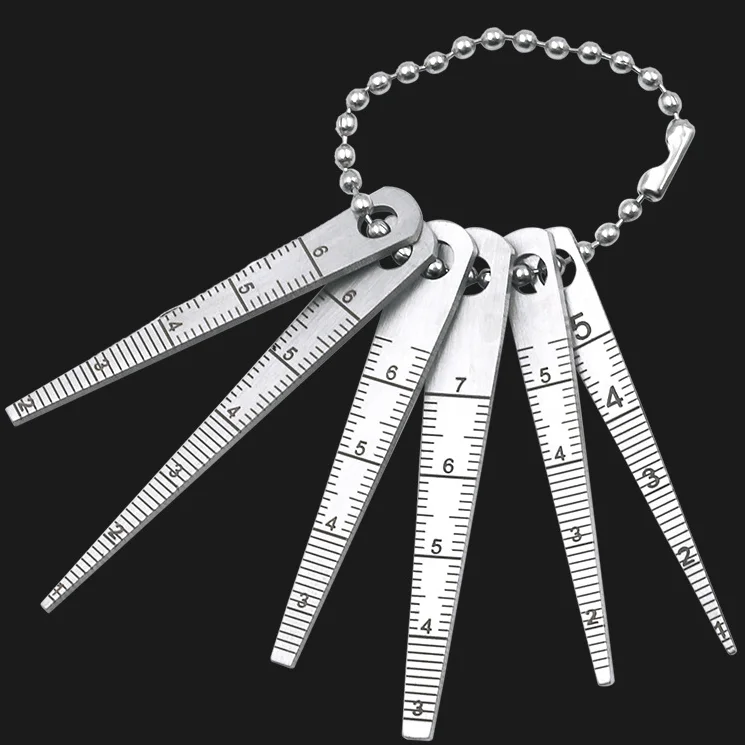 Stainless Steel 0-70mm Taper Gauge Aperture Scale Wedge Feeler Gauge Aperture Scale Hole Inspection Measuring Ruler 6pcs A Set