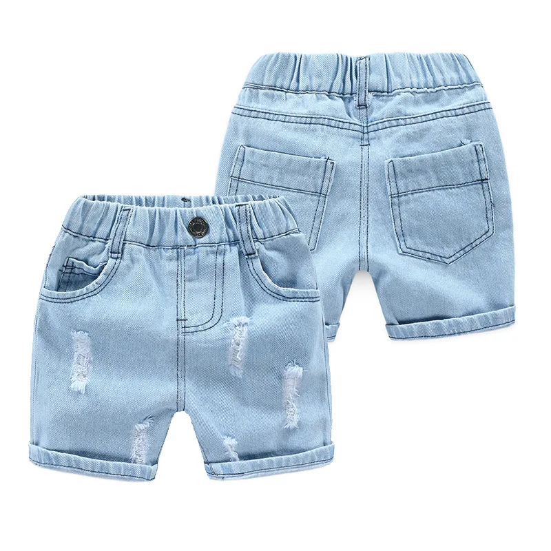 
New style summer wholesale baby short soft washed demin shorts boys cotton pants kids boys ripped jean shorts with holes 