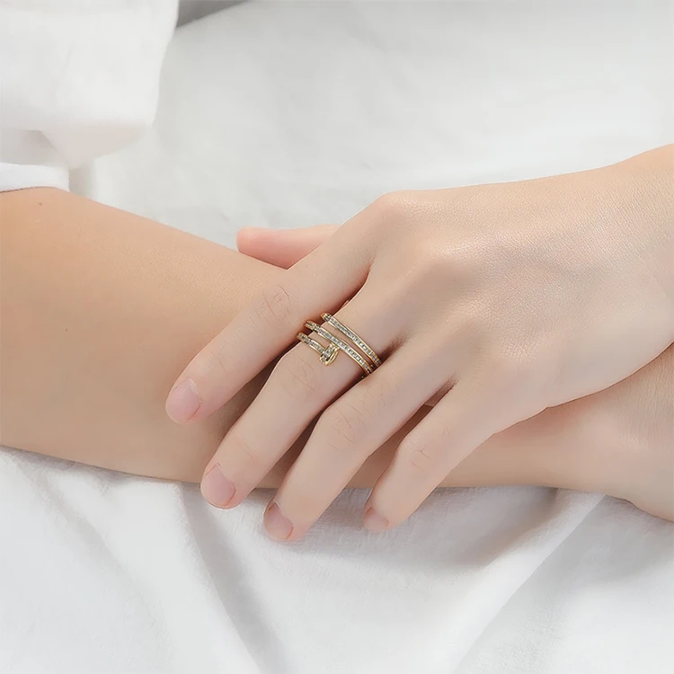 
Luxury Jewelry China Guangzhou Ring Finger Nail Ring 16k 18 k 20k gold plated gemstone rings For Wholesale 