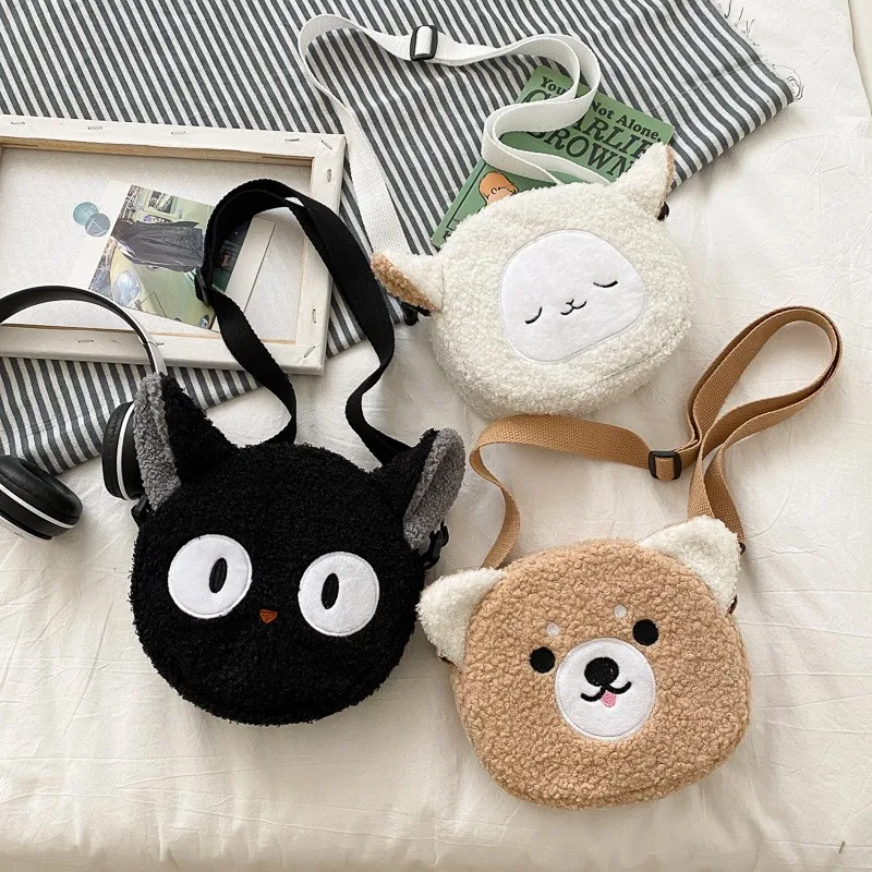 Original cartoon double-sided usable plush Tote bag High quality cartoon long plush handbag