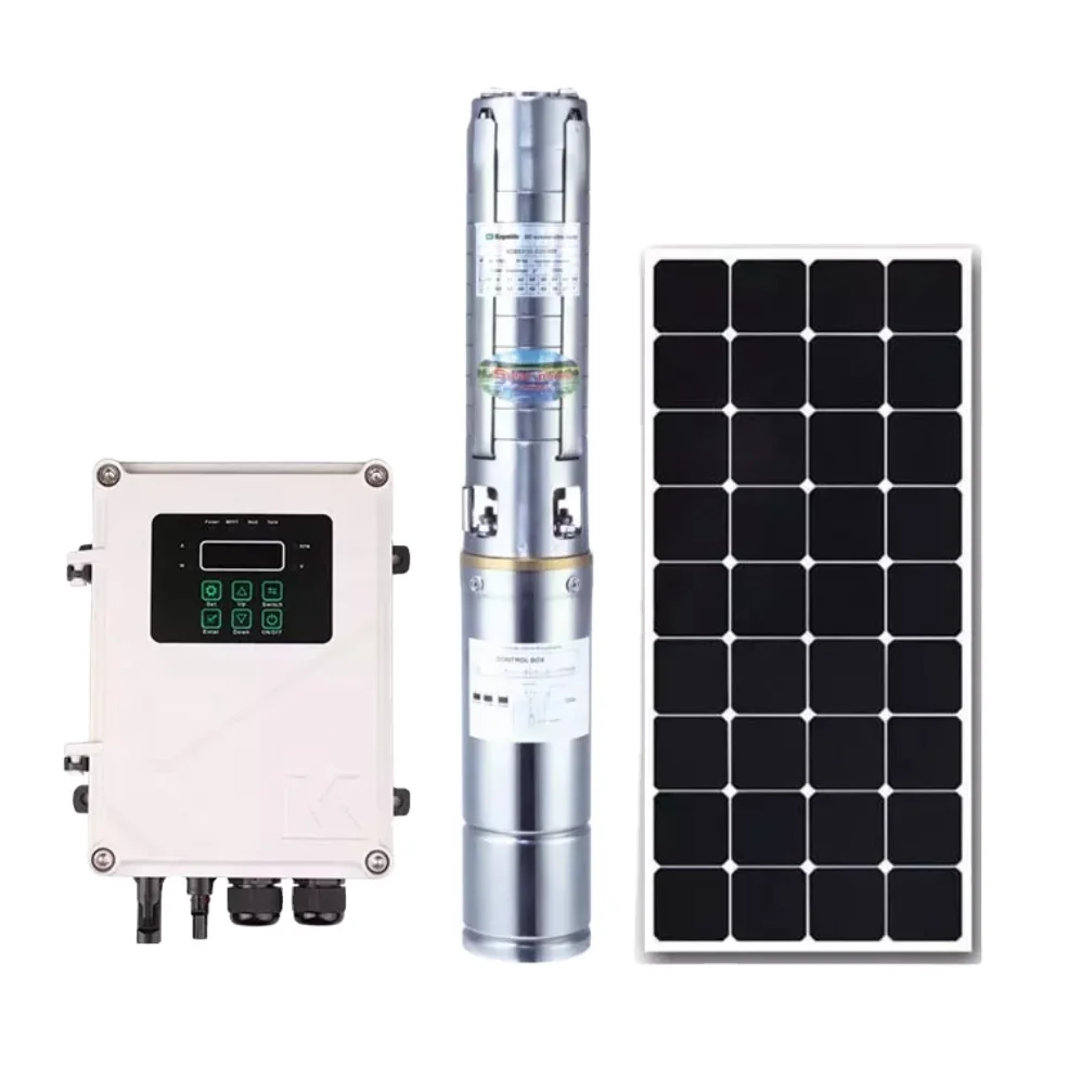 2HP 4inch AC DC Hybrid Stainless Steel Solar Submersible Deep Well Water Pump Kit For Irrigation
