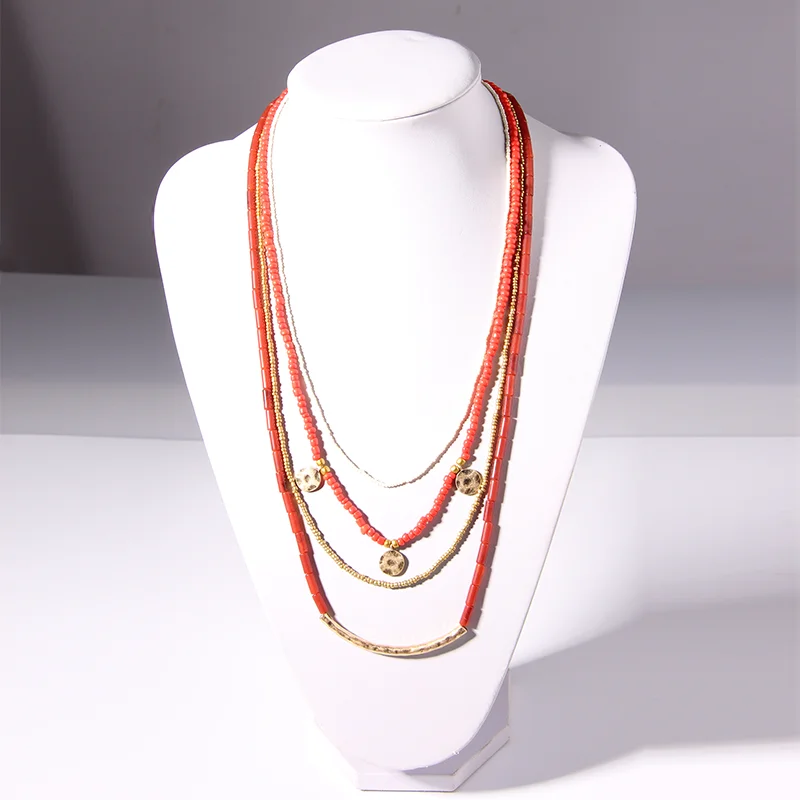 Qingdao V&R Marble Effect Beads Artificial Stones Seed Bead Ball Raffia Charm Pendent Necklace Acrylic Resin Lucite Necklaces