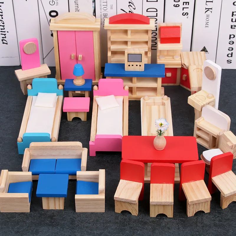 1:12 Furniture Dolls House Wooden Pretend Toys Educational Play House diy dollhouse miniatures