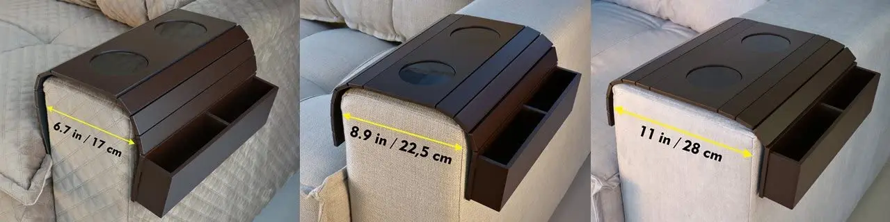 Best Quality Sofa Armrest Tray with 2 Drink Holders Plus 2 Pocket Organizers/Remote Holders