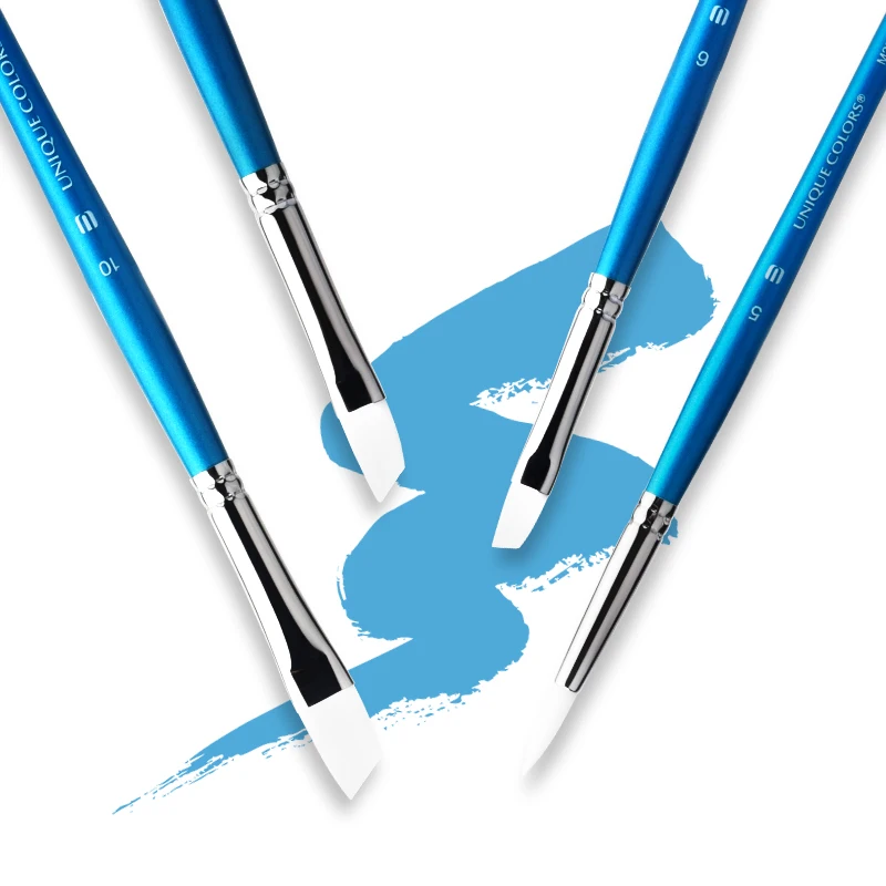 Durable Acrylic Professional Oil Painting Brushes Set For Drawing White Synthetic Hair 4 Types Artist Watercolor Paint Brush