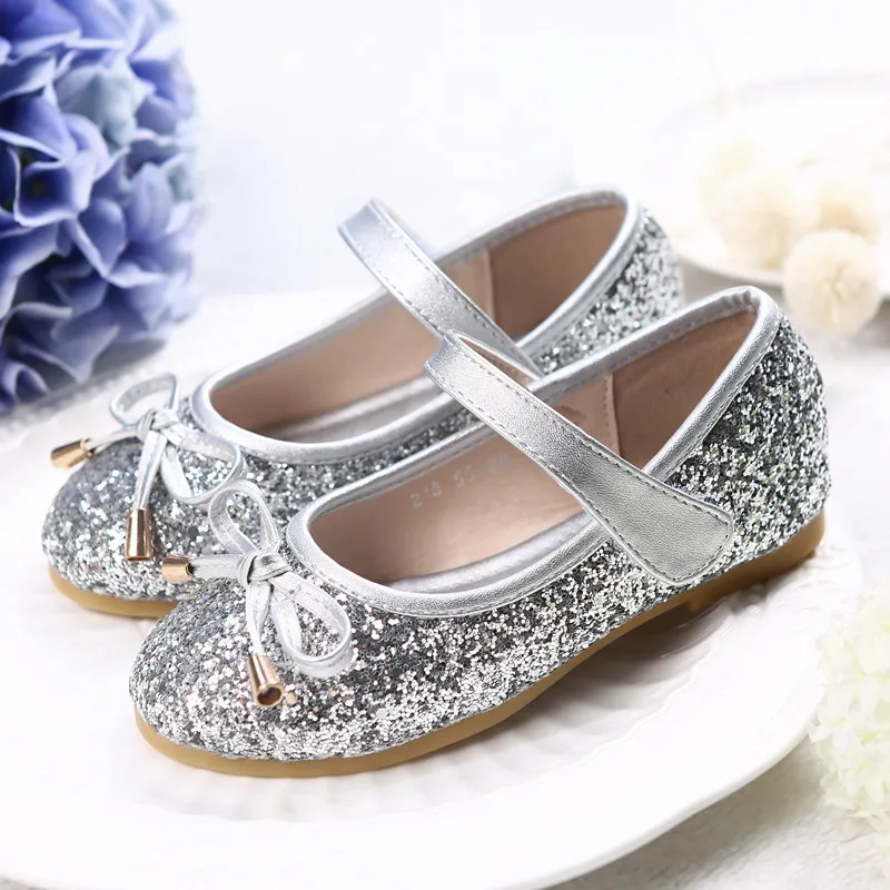 
Kids School Shoes Glitter Upper Buckle Strap Fashion Children Dress Shoes for Girls 