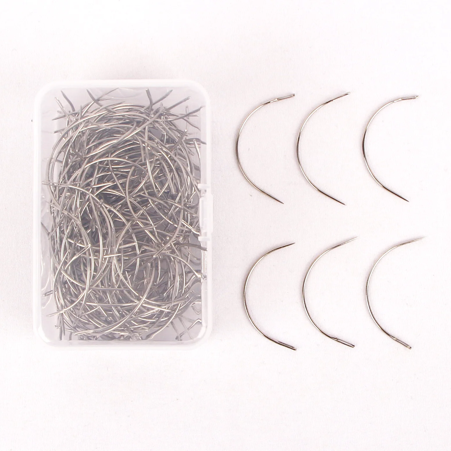 ML 200pcs/box C-shaped Weaving Needle for Hair Extension Tools Weft Weave Type Curved Thread Sewing Salon weaving needle