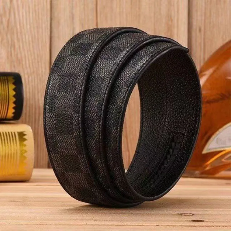 Hot Sale New Automatic Alloy Belt Buckle Business Casual Fashion Custom Mens buttonless PU belts