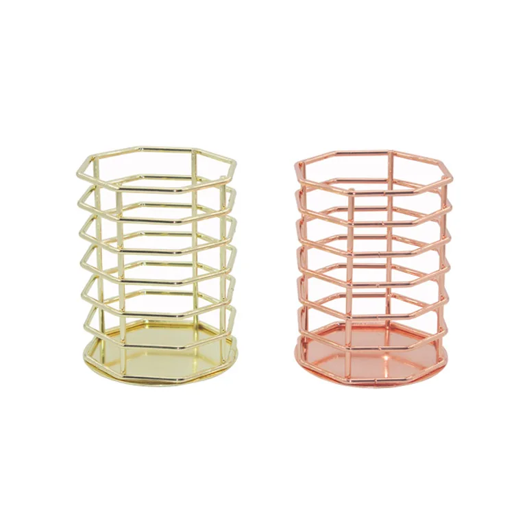 
Household metal pen container makeup brush holder 