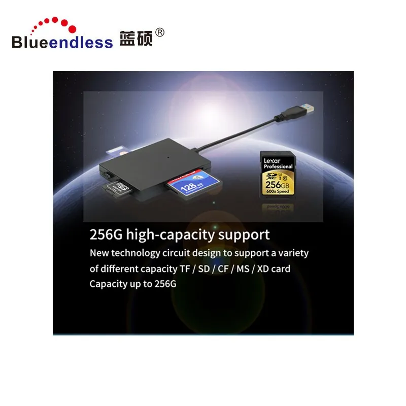  Оптовая продажа с фабрики Blueendless BS-C5U3A multi usb зарядное устройство чтения карт памяти высокоскоростной USB 2 0 3 Multi смарт-карт считыватель штрих-кода 5 слотов
