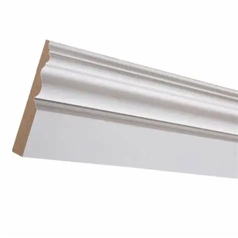 white Primed finger joint wood flat door jamb and door casing MDF baseboard mould