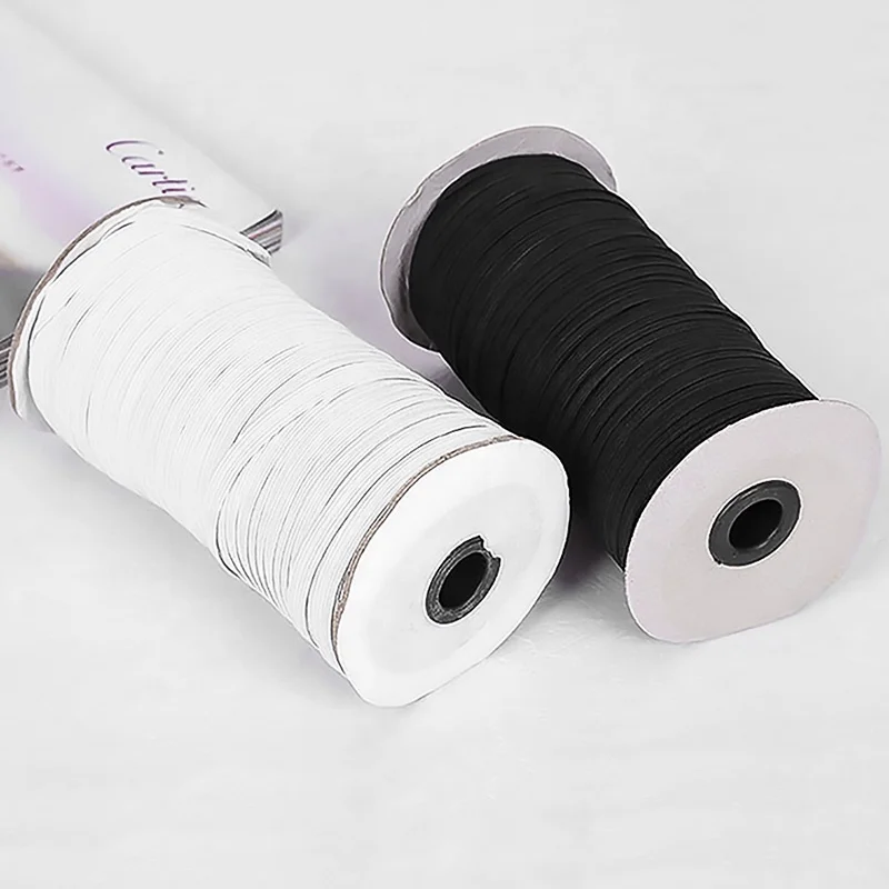 
In stock factory band elastic wholesale 6mm elastic band/custom White color elastic ribbon earloop wristband 