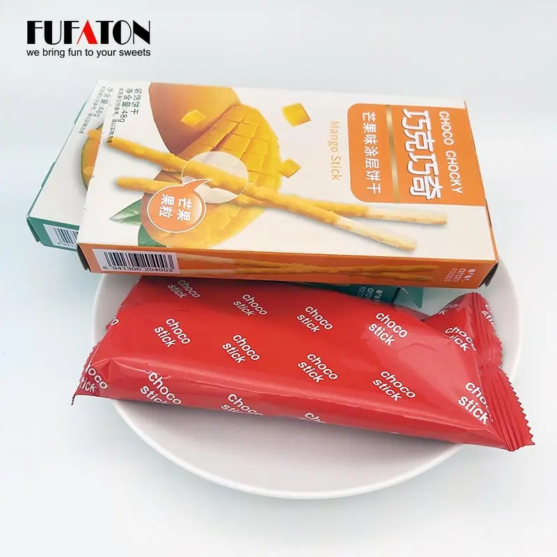 Halal certified Hot selling different flavoring Chocolate coating Crispy Biscuit Stick Choco stick