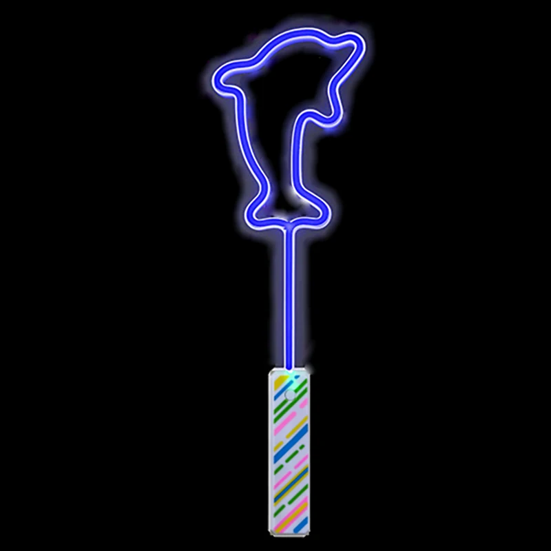 dolphin crown dinosaur neon glow Flashing stick any shape star Type concert neon flashing led party stick Five star party