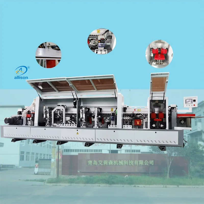 Woodworking Machinery straight line edge banding machine with nine functions and double slotting In Qingdao for chipboard/veneer