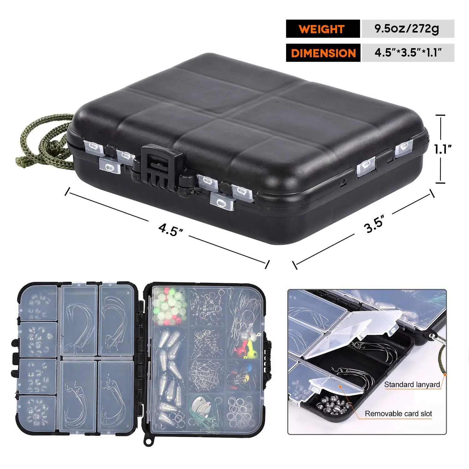 SY Fishing Tackle Box With Fishing Lure Jig Hook Lead Sinkers Swivel Carabiner Spoon Jigging Lure Fishing Accessories Set