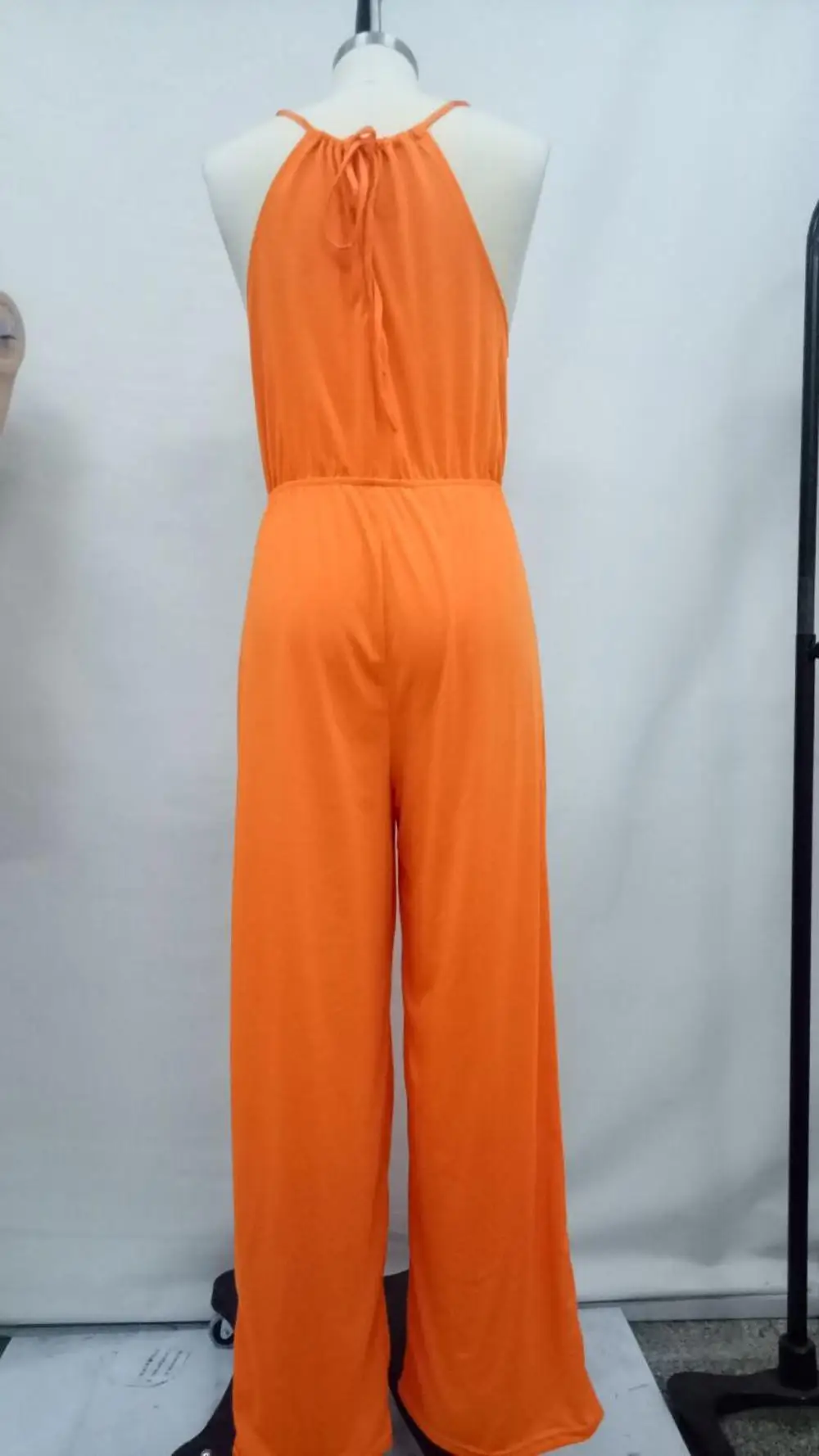 
Wholesale 2019 Women Solid Wide Leg Jumpsuit Sexy Halter Sleeveless Spaghetti Strap Long Pants Rompers 