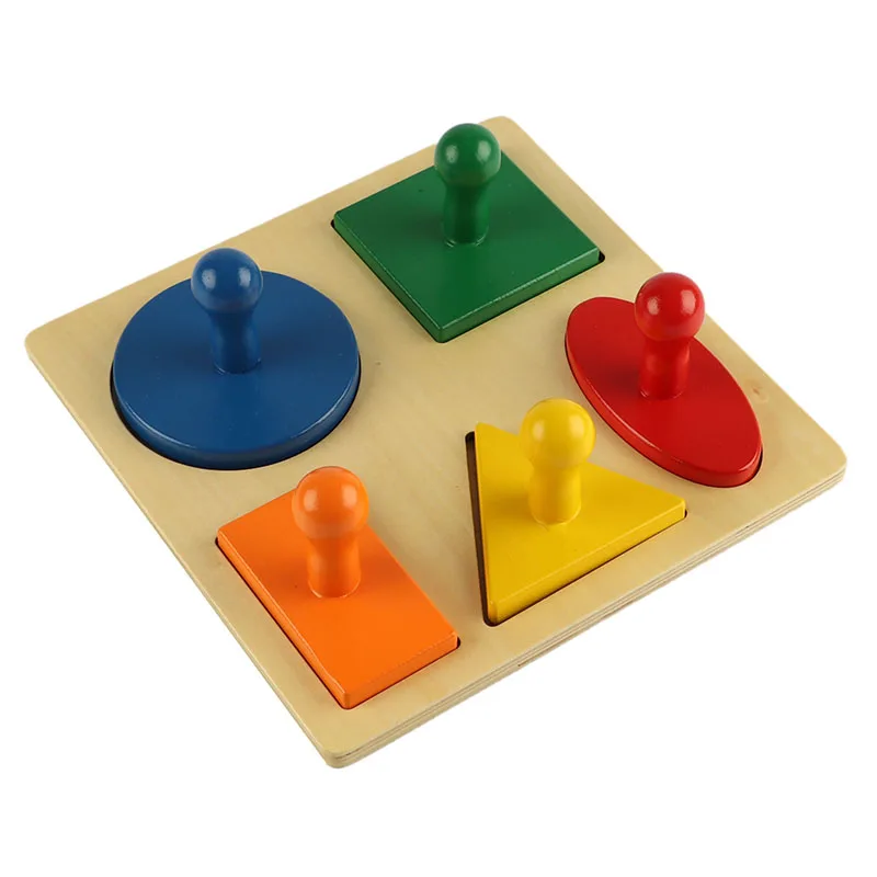 Made in China Montessori children materials Geometric Shape Color Recognition Game Wooden Puzzle Board