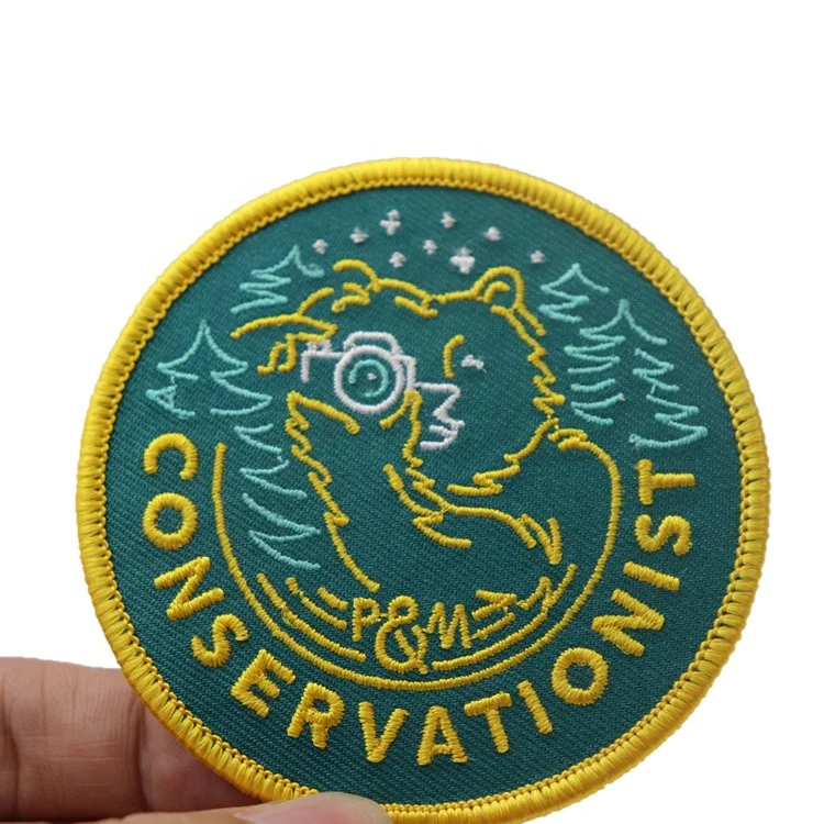 
High density custom iron on embroidered logo patches for clothing 