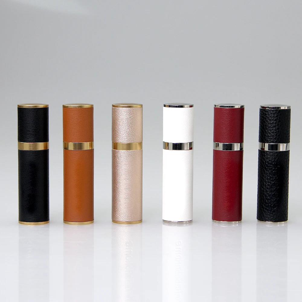 Customized Logo Leather Shell Case Luxury Beauty Spray Bottle 5 ml 10 ml 15 ml 20 ml Cologne Fragrance Atomizer