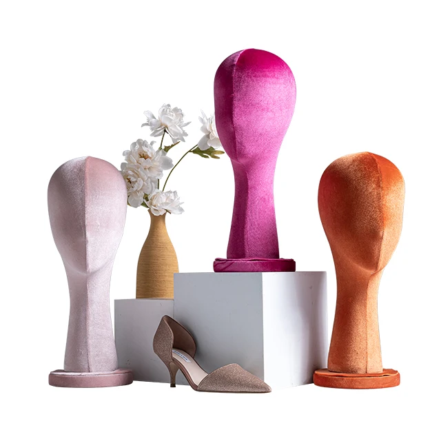 Head Hat Holder Headband Display velvet head Mannequin Heads With Base For Wig Display Rack