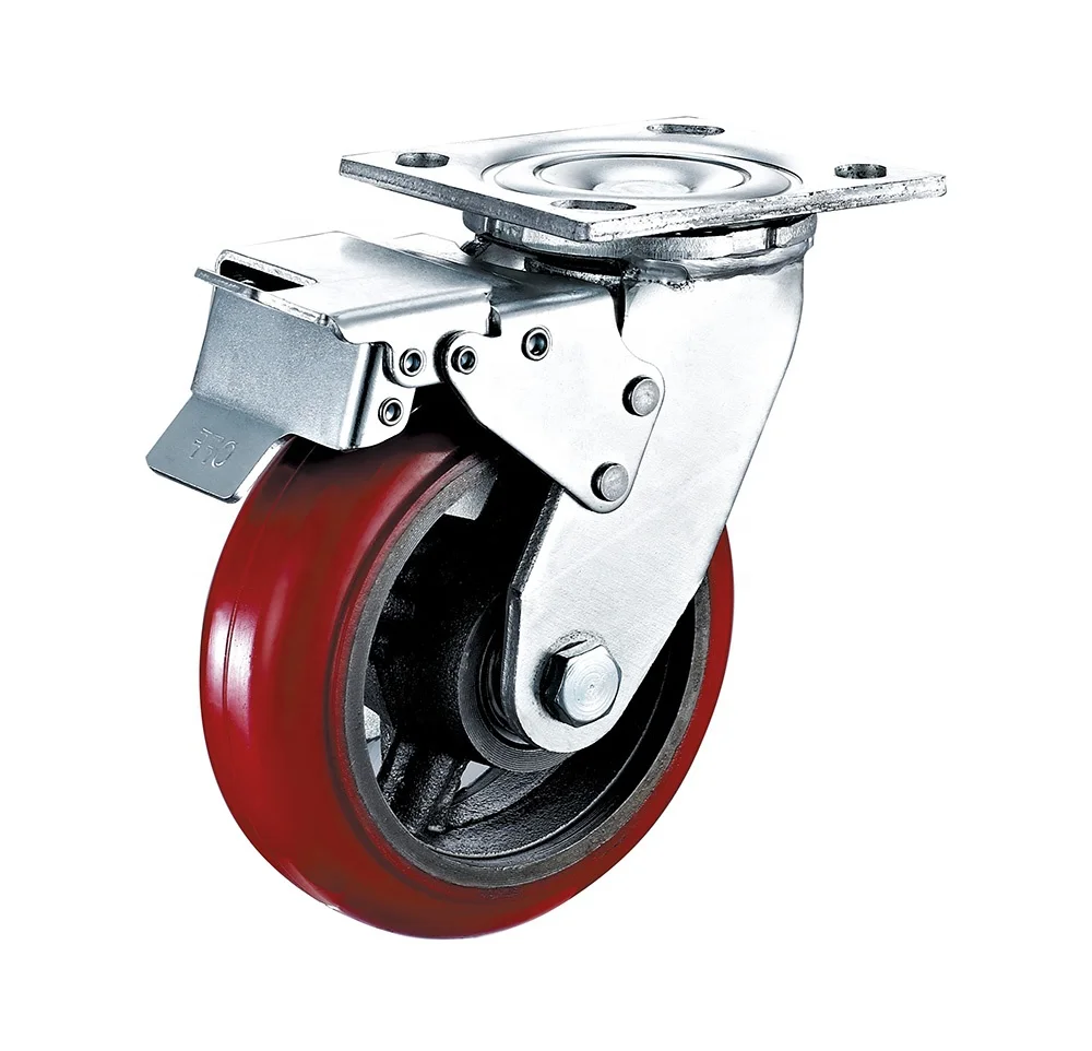 DLPO caster 8 inches 500kg load industrial swivel lock caster wheels for cargo trolley