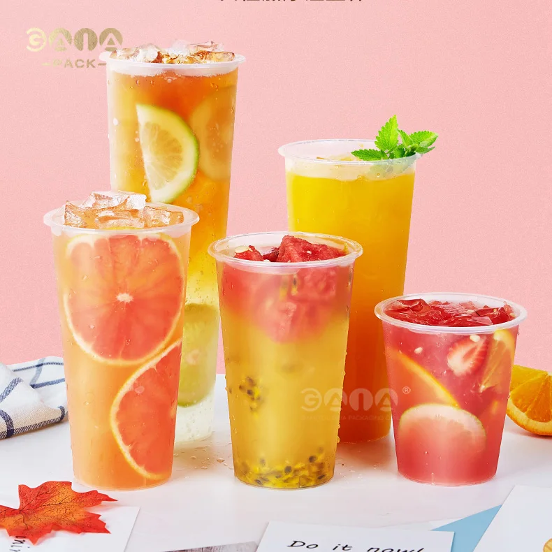 Manufacturer Disposable Take Away Clear Cups Custom Glass Milk Tea Plastic PP Cup With Lids Wholesale