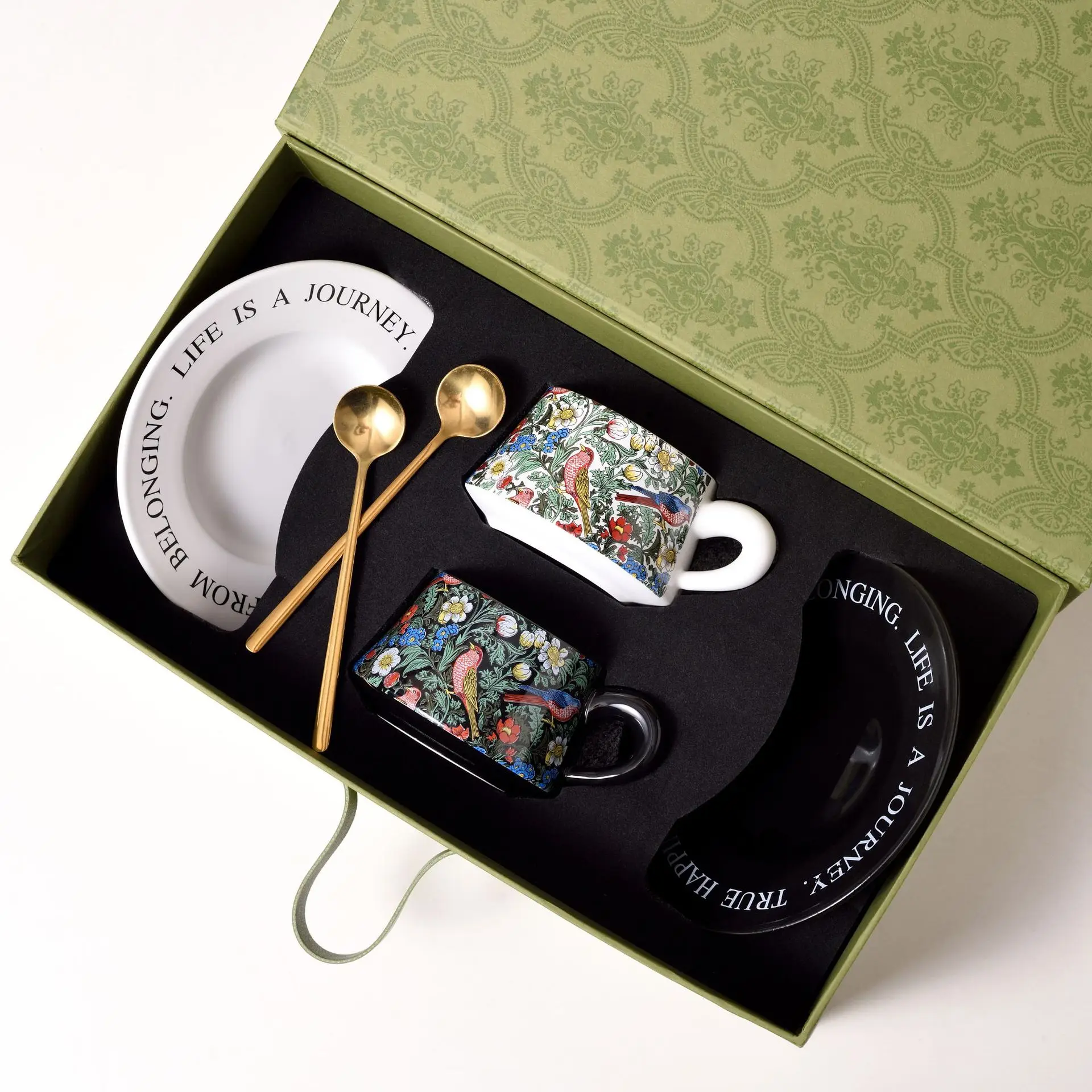 2 in 1 Coffee Cup Set Gift Box Ins Style Casual Restaurant Home Coffee Cup with handle