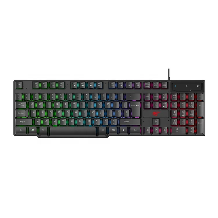 Havit Kb504L Cheap Customized 19 Anti-Ghosting 104 Keys Rainbow Led Membrane Gaming Keyboard Computer