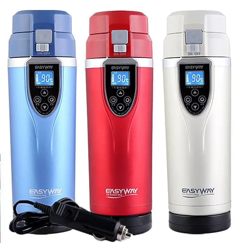 Self heating mug 12V Stainless Steel In-Car with LCD display travel thermos