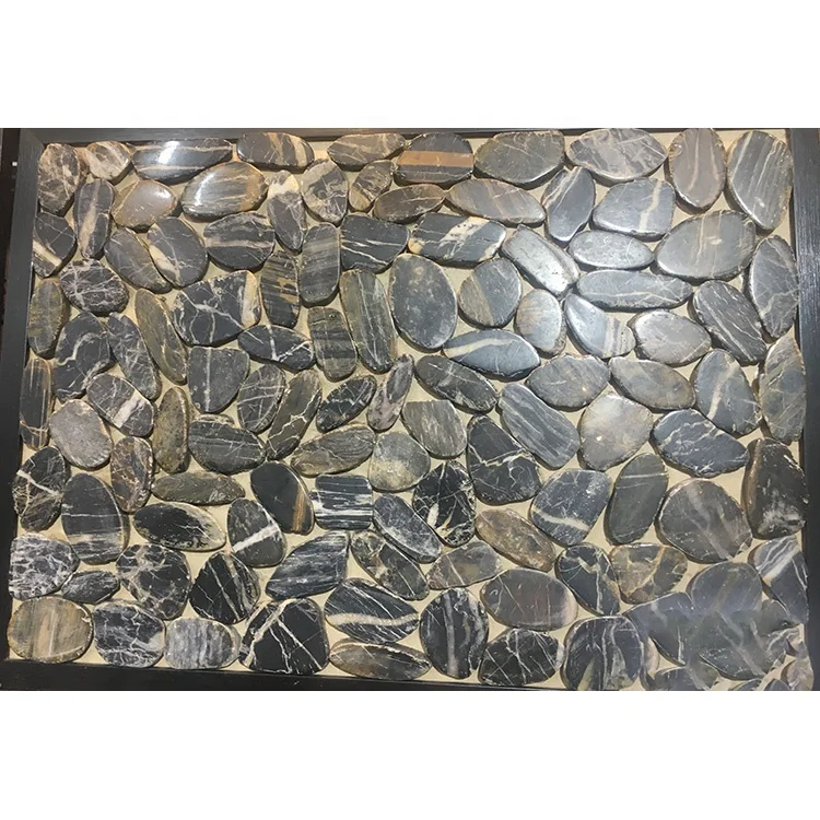 Natural landscaping garden outdoor floor decorative flat mosaic pebble stone tile