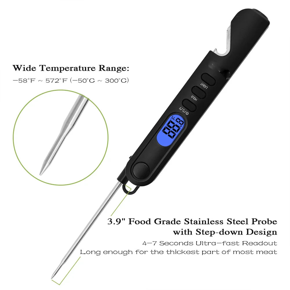 Digital Instant Read Thermometer for Cooking Kitchen Food Meat BBQ Wine Jam Steak Candy