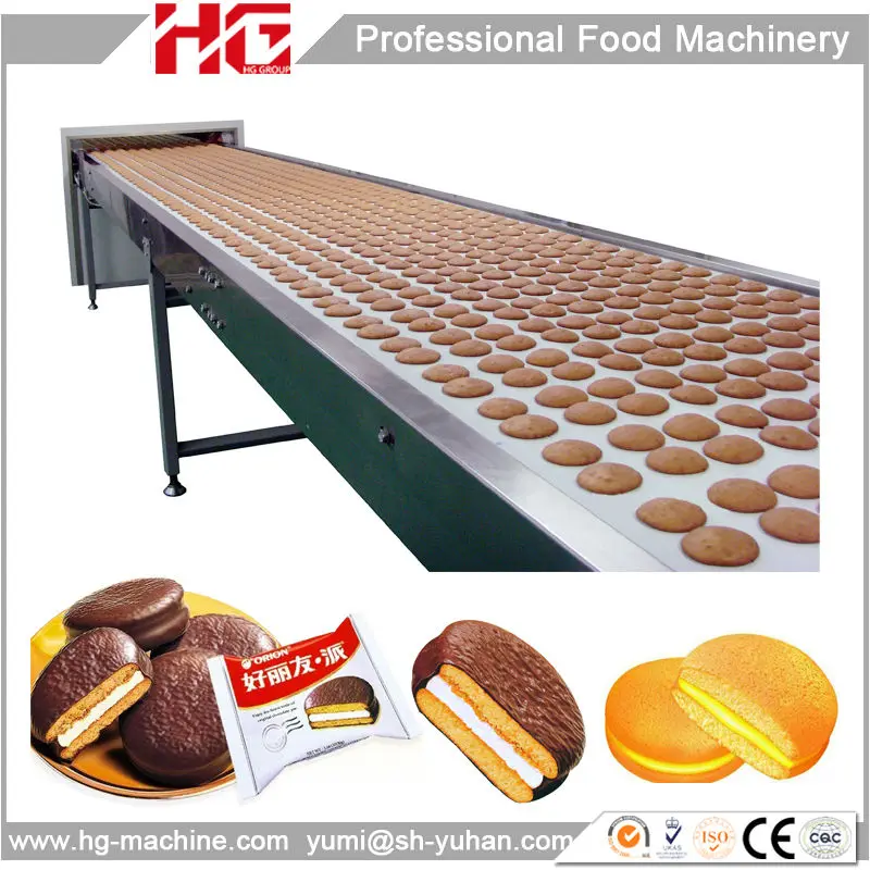 Full Automatic Sandwich Cake Machine choco pie production line baking equipment