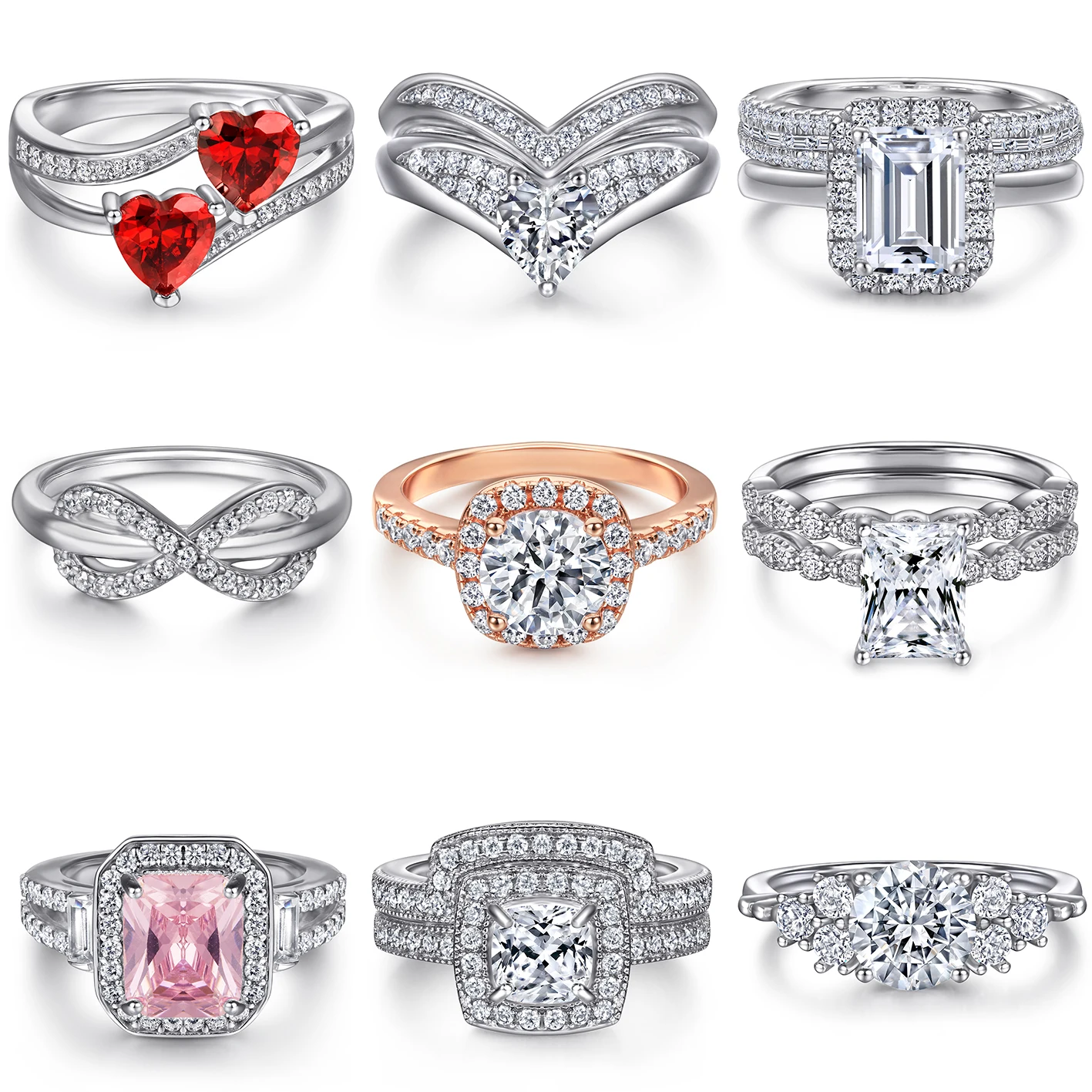 Fine Jewelry Wedding Ring Women Jewelry Non fade Rhodium Plated 925 Sterling Silver Engagement Ring