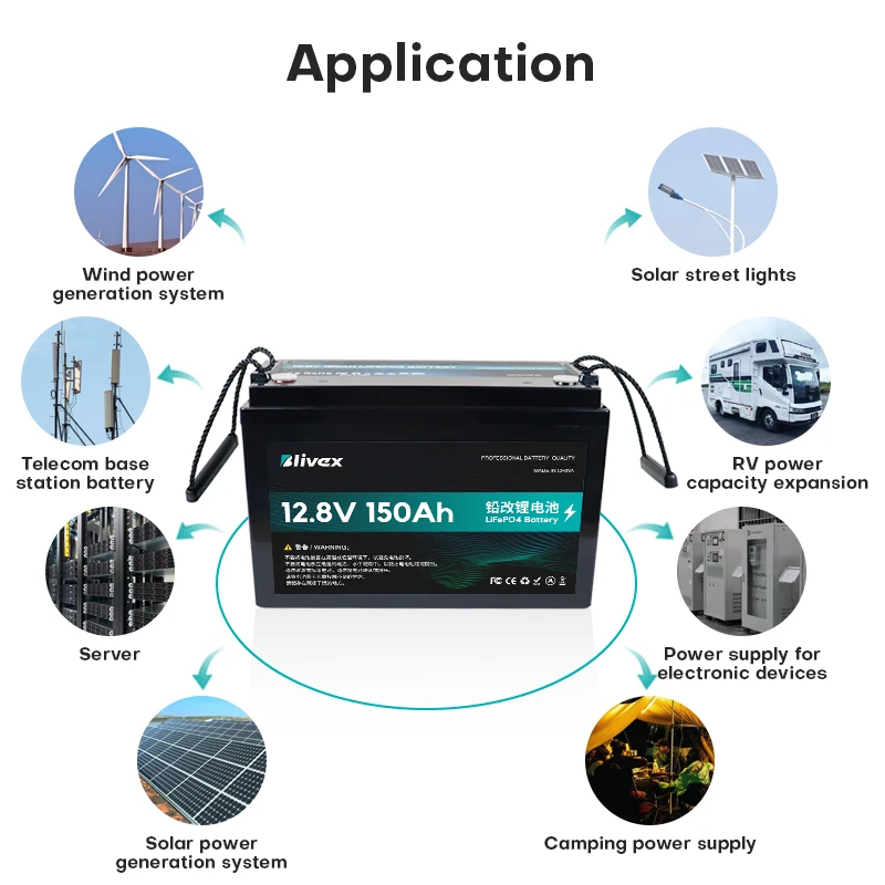Blivex оптовая продажа батарея Lifepo4 12 В 50Ah 100Ah 200Ah 400Ah с глубокими циклами синий зуб Ip65 водонепроницаемая перезаряжаемая солнечная