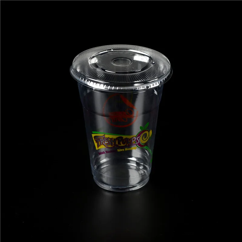 pet cup disposable fruit salad cup/ disposable plastic juice cup with lid