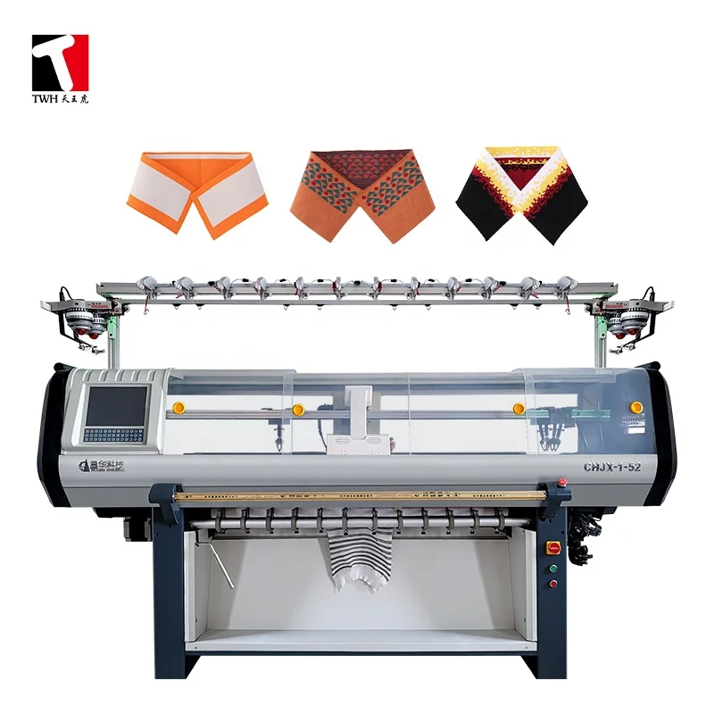 TWH High Speed Automatic Computer Control Polo T Shirt Collar Knitting Machine Low Price Computerized 2 System, 1 Head 52 Inch