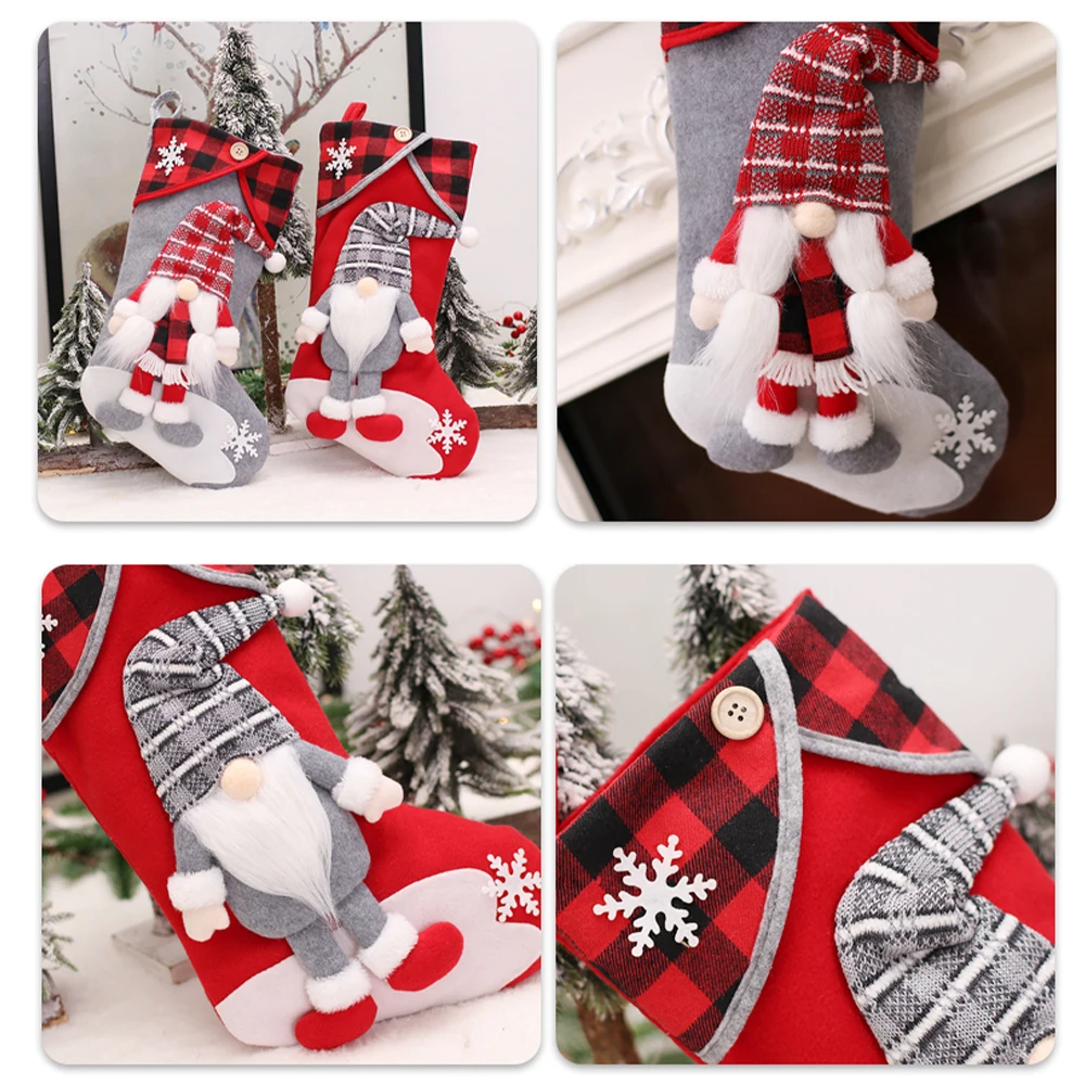 New design wholesale Christmas stockings with faceless gnome doll Christmas candy gift bag Santa socks