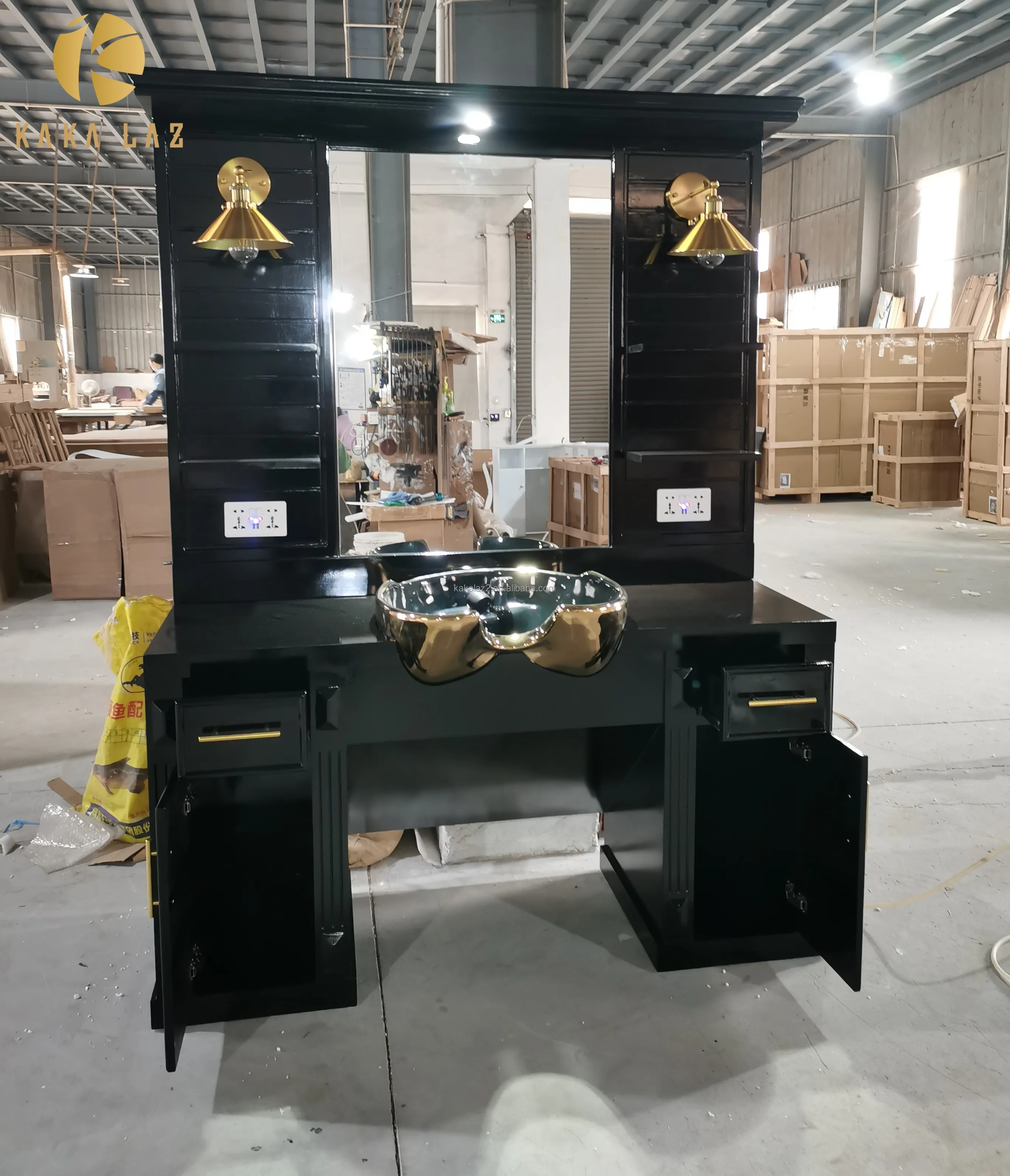 Парикмахерские станции салонная мебель односторонняя зеркальная станция с моющими