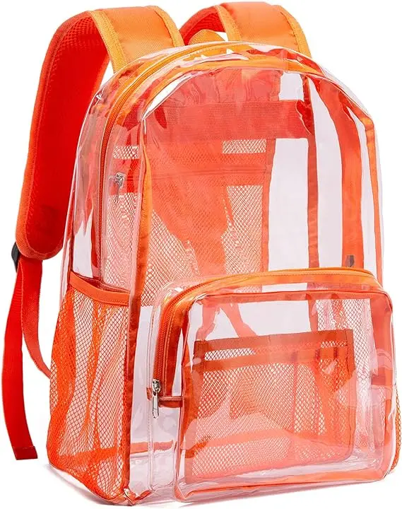 Clear Backpack Heavy Duty PVC Transparent Backpack with Reinforced Strap for College Workplace