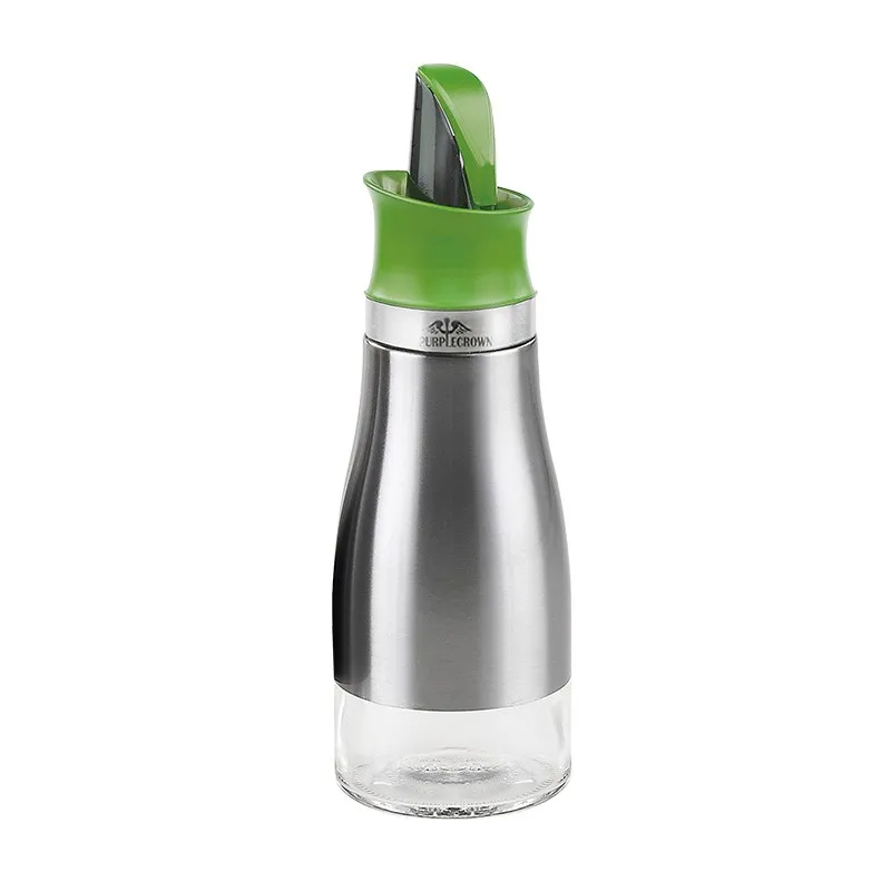 New Style Kitchen Stainless Steel Glass Oil Bottle 300ML Sauce Vinegar Cooking Wine Container Leak-Proof Oil Pot