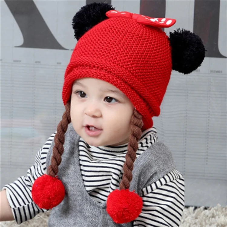 
Korean Baby Bow Hat Autumn And Winter Warm Wool Knit Hat 