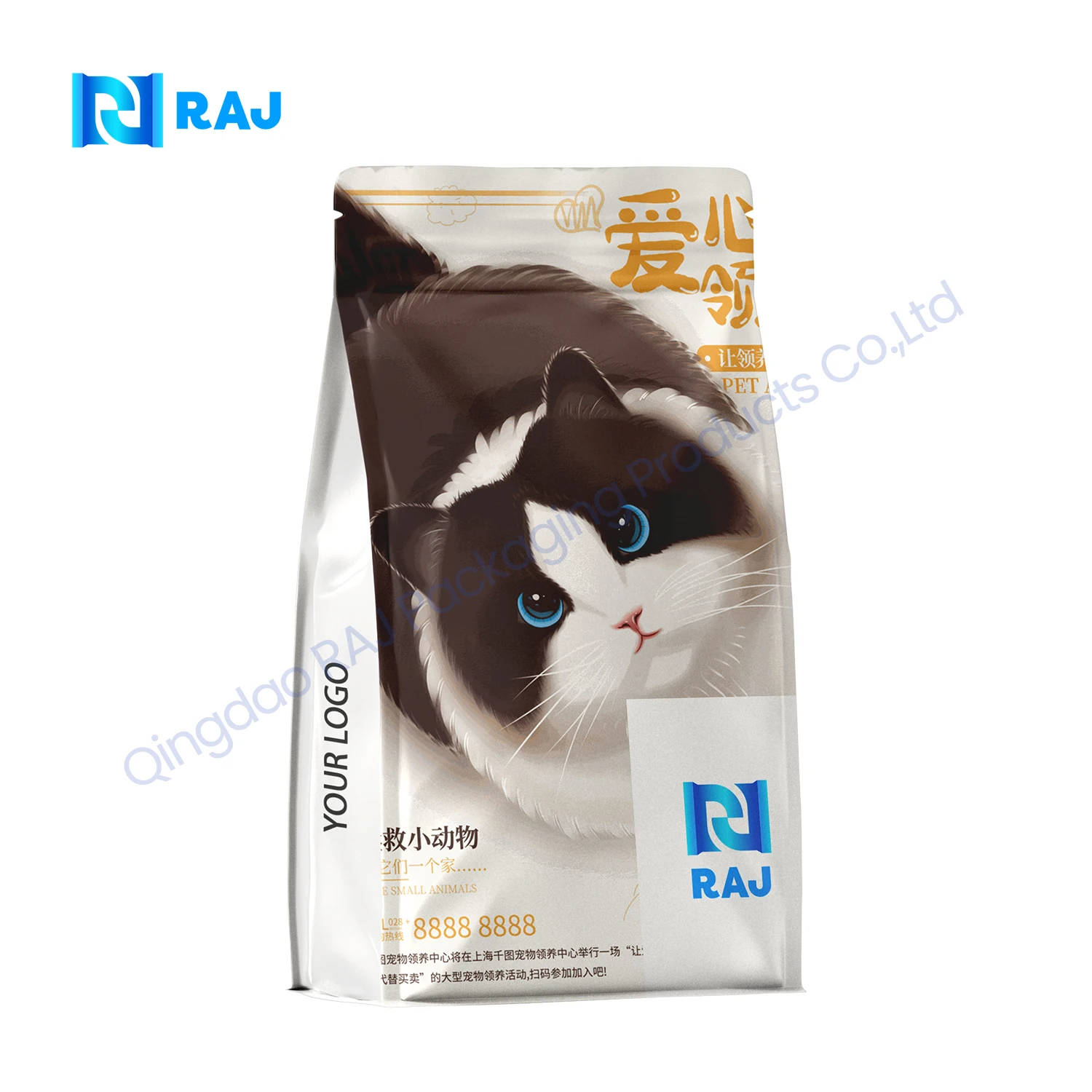 Custom large flat bottom royal cat pet food packaging plastic bags for dog food bags 15kg 20 Kg 500g 1kg 2.5kg 10kg