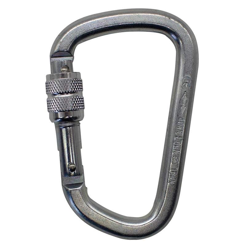 JENSAN Custom 23KN Carabiner Hook Heavy Duty Forgd Steel Screw Lokcing Chrome Carabiner For Climbing/Swing