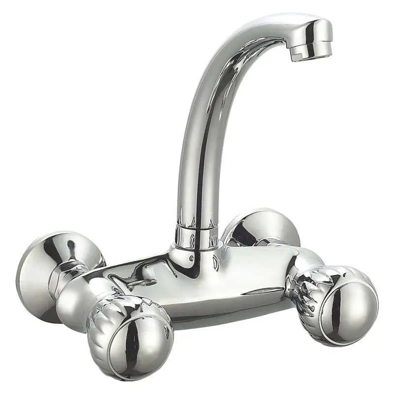 Kitchen Faucet factory direct sell double handle wall sink mixer
